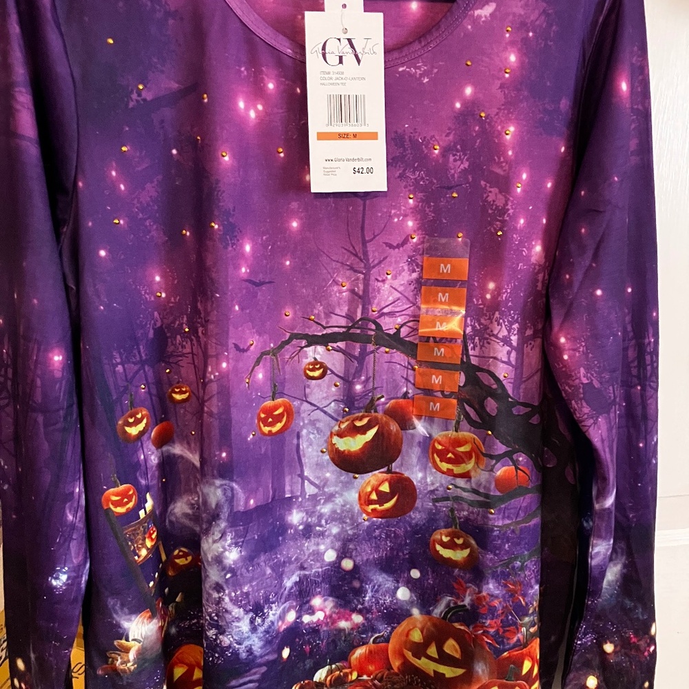 Gloria Vanderbilt long sleeve Halloween jack-o’-lantern’s size medium women’s